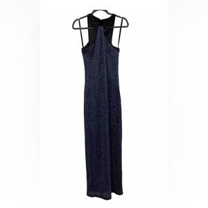 Shoshanna Midnight Gown siz 8 Blue/Black Metallic Front Twist Elegant Flattering
